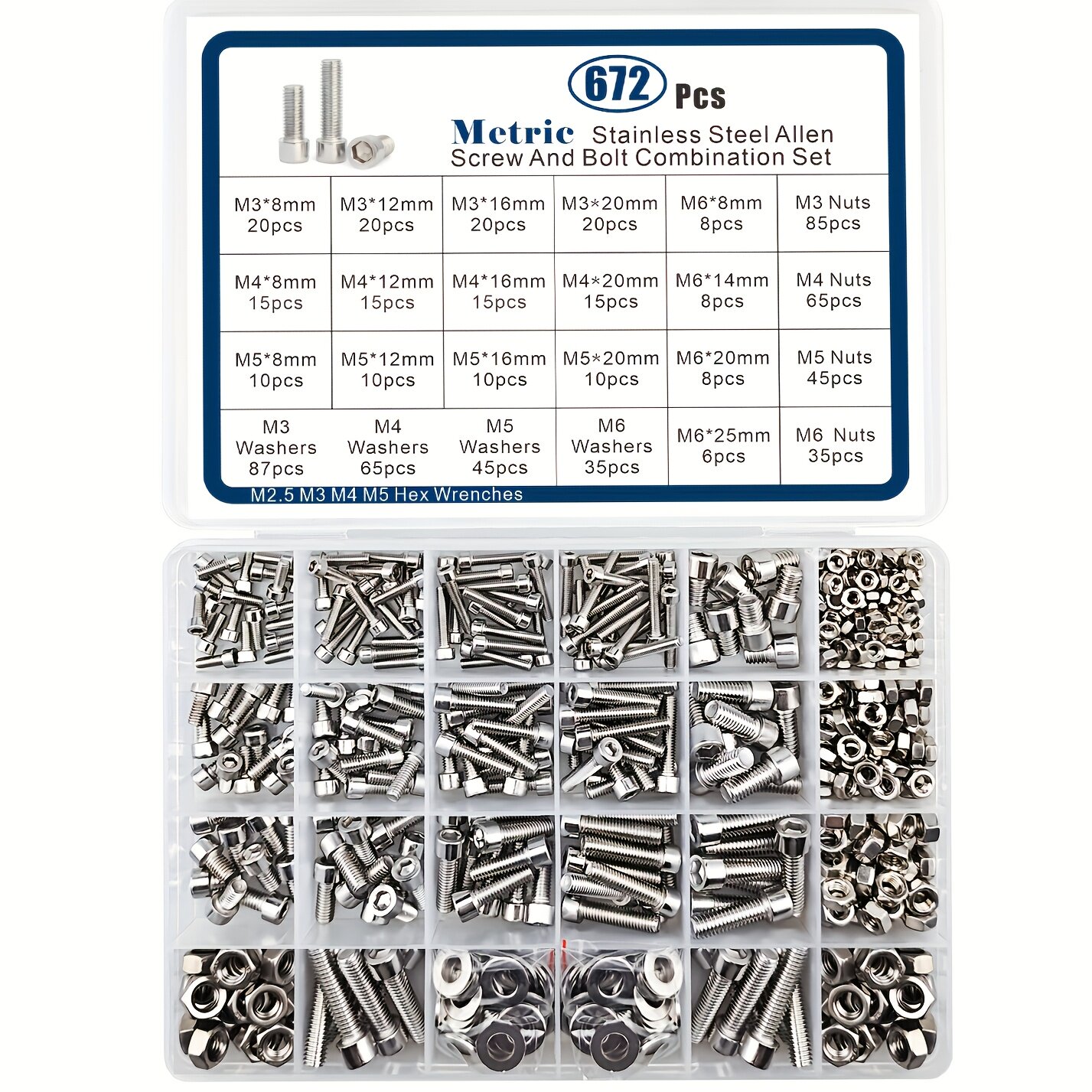 672pcs Set Cup Head round Colu - Nuts Mix 评论和价格