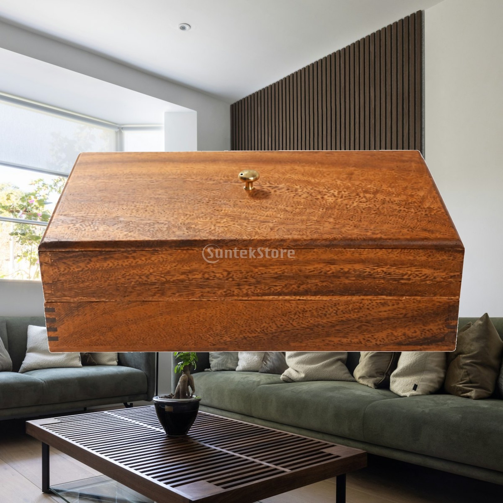 Walnut Wood Snack Box with Lid - Dried Fruit 评论和价格